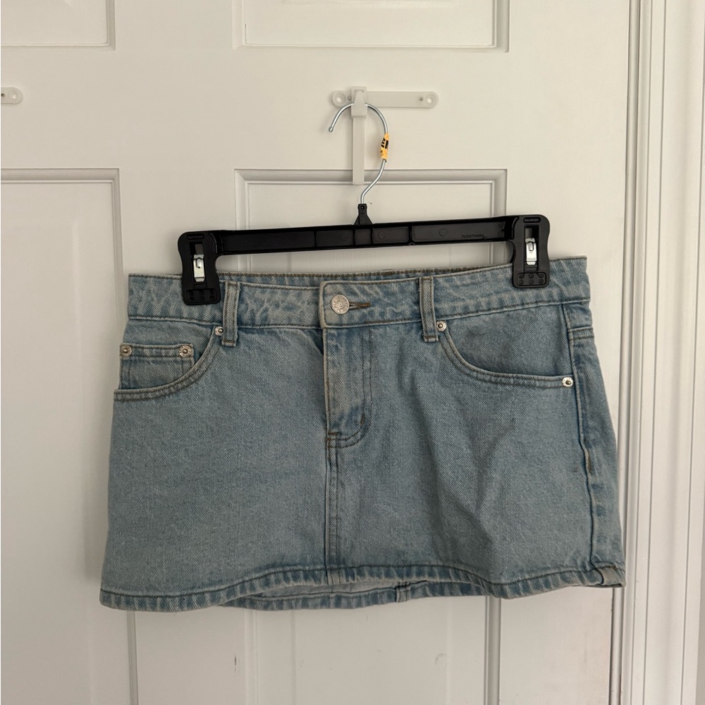 Edikted Light Blue Denim Mini Skirt